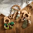 Wooden baby rattle Beech wooden animal toy