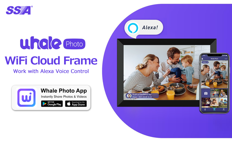 10.1 inch Alexa WiFi Digital Photo Frame Digital Picture Frame Work with Alexa Voice Control