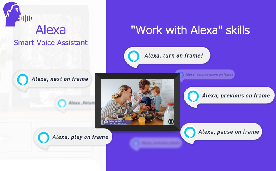 10.1 inch Alexa WiFi Digital Photo Frame Digital Picture Frame Work with Alexa Voice Control