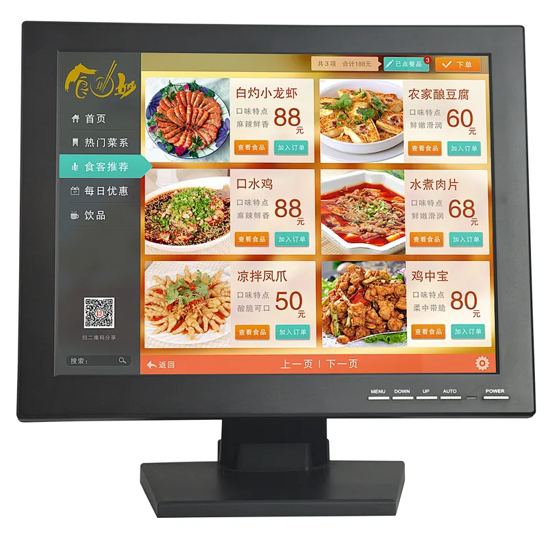 15Inch LED Touchscreen Monitor Square Screen 1024*768 Resolution 15 Inch TFT LCD 5 Wire Resistive Touch Screen Monitor