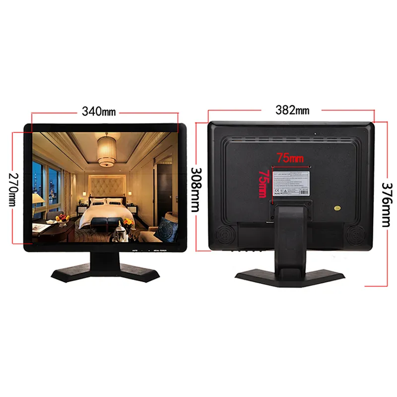 Pantalla LED de 17 pulgadas, Monitor de computadora LCD con entrada VGA, Monitor de PC de escritorio de 17 pulgadas