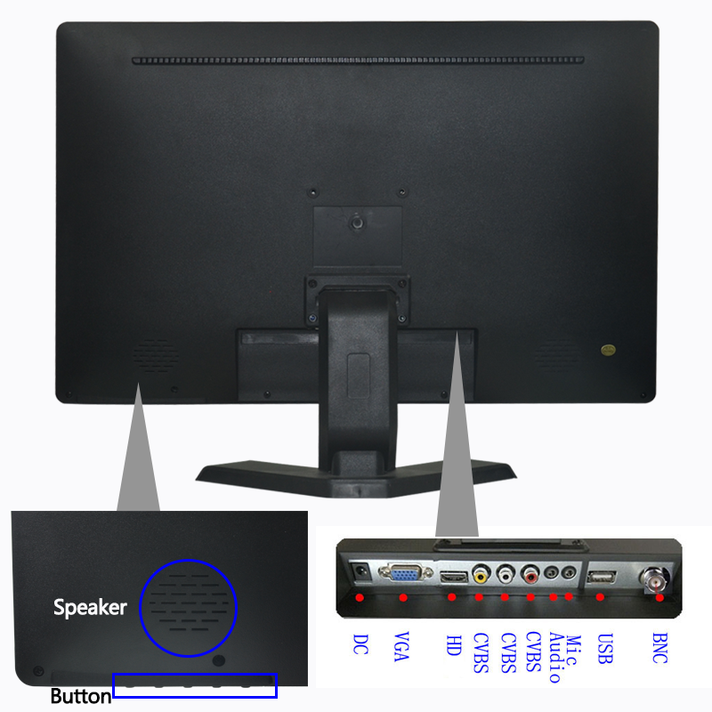 wide screen 22 inch cctv hd monitor with multi interface
