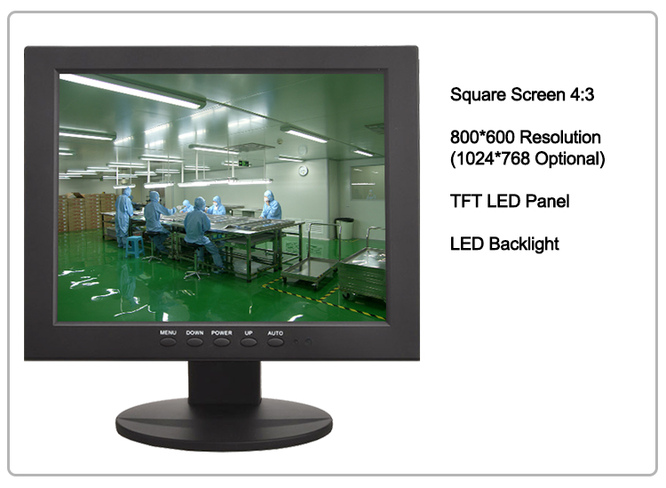 800*600 Resolution square 10 inch cctv monitor