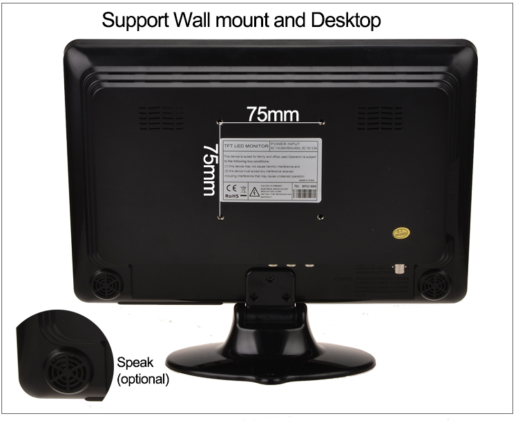 bnc monitor 12 inch support wall mounted and desktop