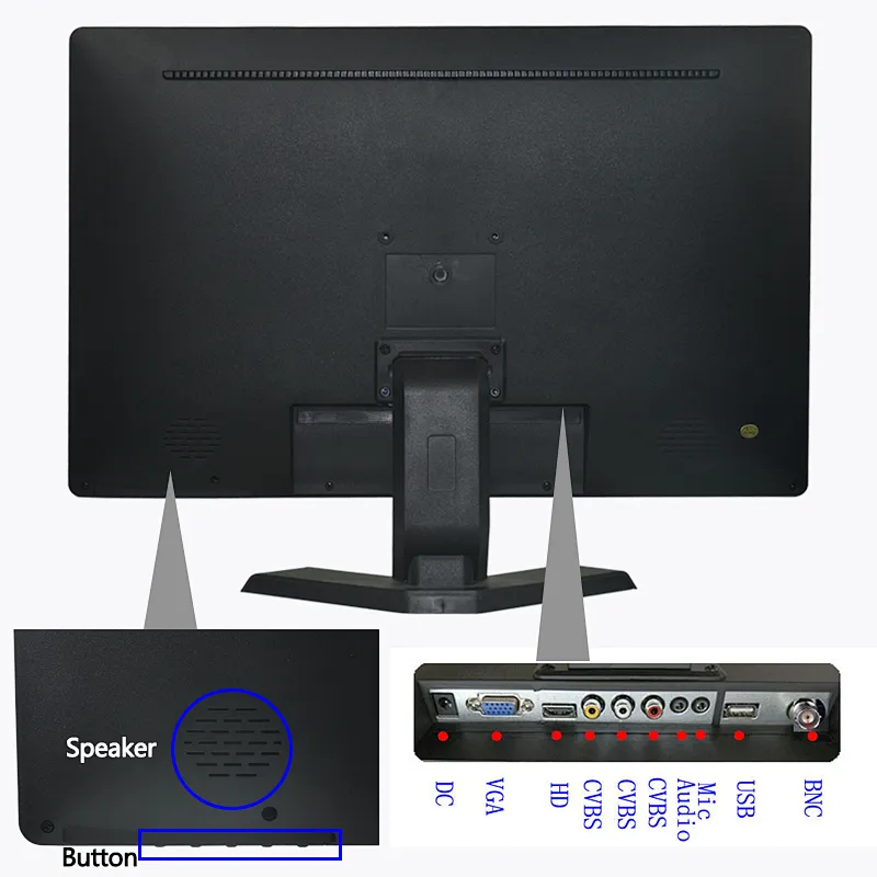 Monitor BNC para ordenador de escritorio TFT LCD de 21,5 pulgadas, pantalla Full HD, Monitor CCTV de pantalla ancha LED de 22 pulgadas, 75Hz