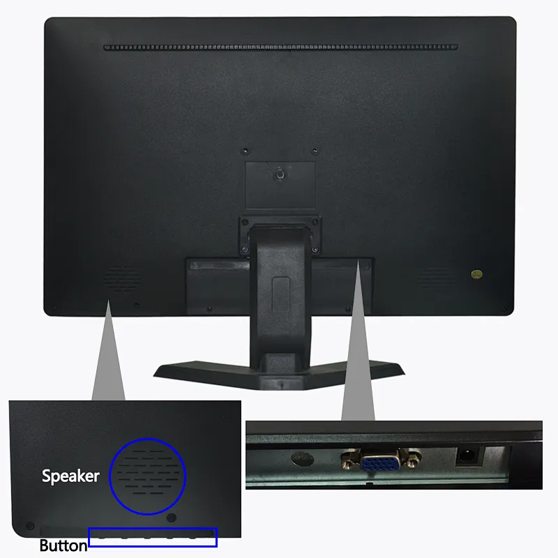 Monitor de computadora LED con pantalla ancha de 21,5 pulgadas, precio barato, monitor VGA de escritorio TFT LCD de 22 pulgadas