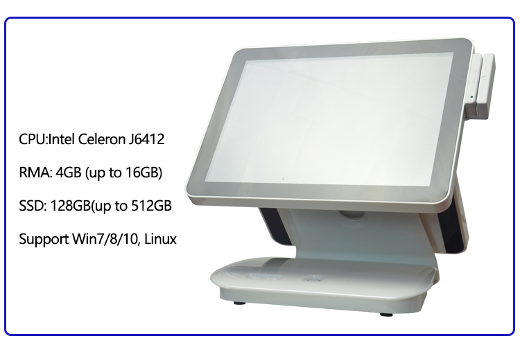Dual screen touch pos machine