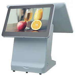 All In One Double Screen POS Computer 15.6 Inch Cash Register Tablet POS System Windows 10 with 80mm Terminal Printer