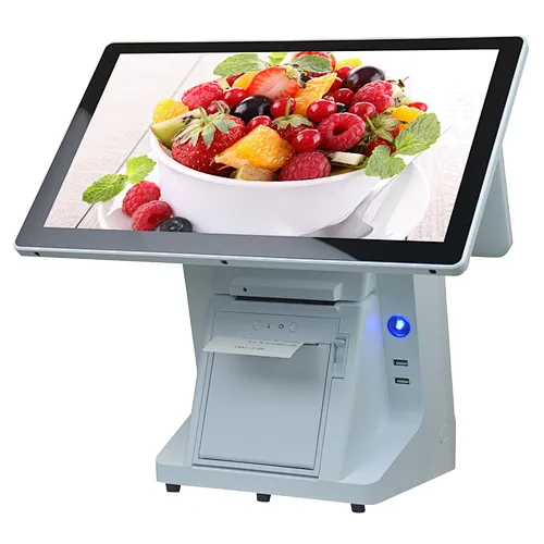 All In One Double Screen POS Computer 15.6 Inch Cash Register Tablet POS System Windows 10 with 80mm Terminal Printer