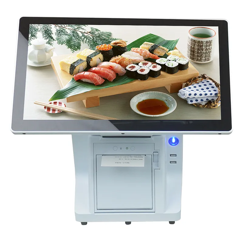 All In One Double Screen POS Computer 15.6 Inch Cash Register Tablet POS System Windows 10 with 80mm Terminal Printer