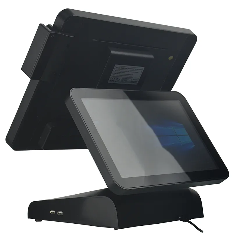 OEM Touchscreen POS System 15inch All In One POS Terminal with Second Display Support win10 Linux OS