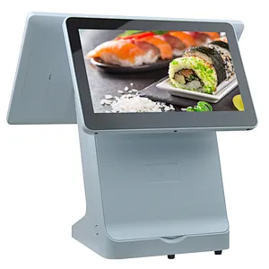 All In One Double Screen POS Computer 15.6 Inch Cash Register Tablet POS System Windows 10 with 80mm Terminal Printer
