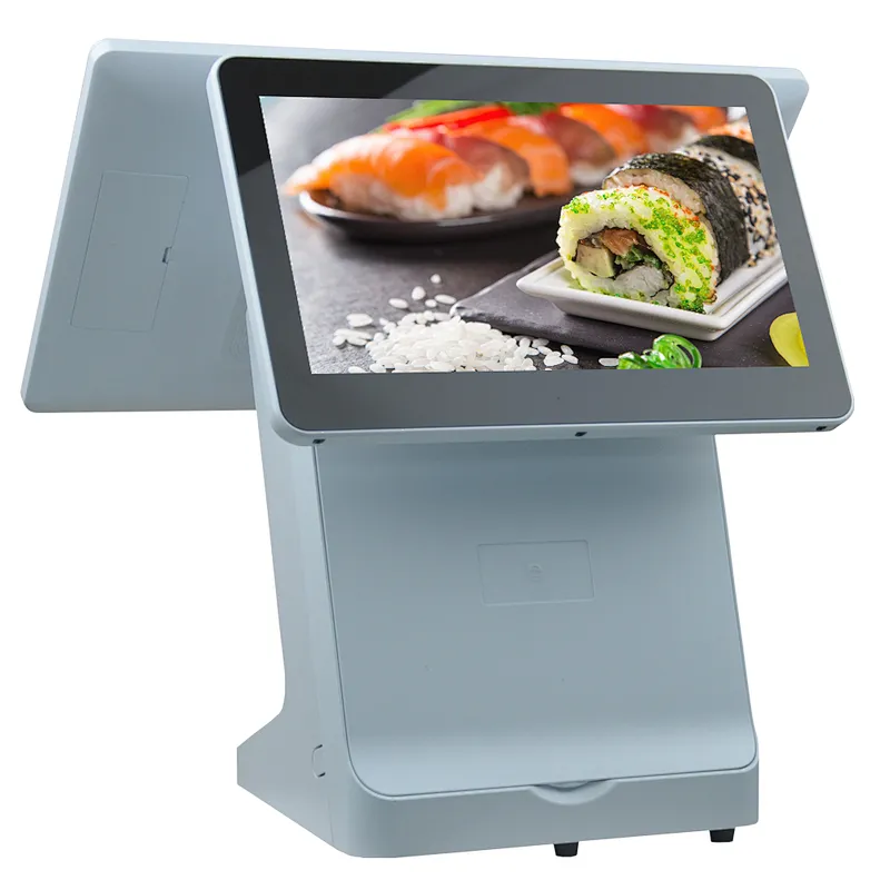 All In One Double Screen POS Computer 15.6 Inch Cash Register Tablet POS System Windows 10 with 80mm Terminal Printer