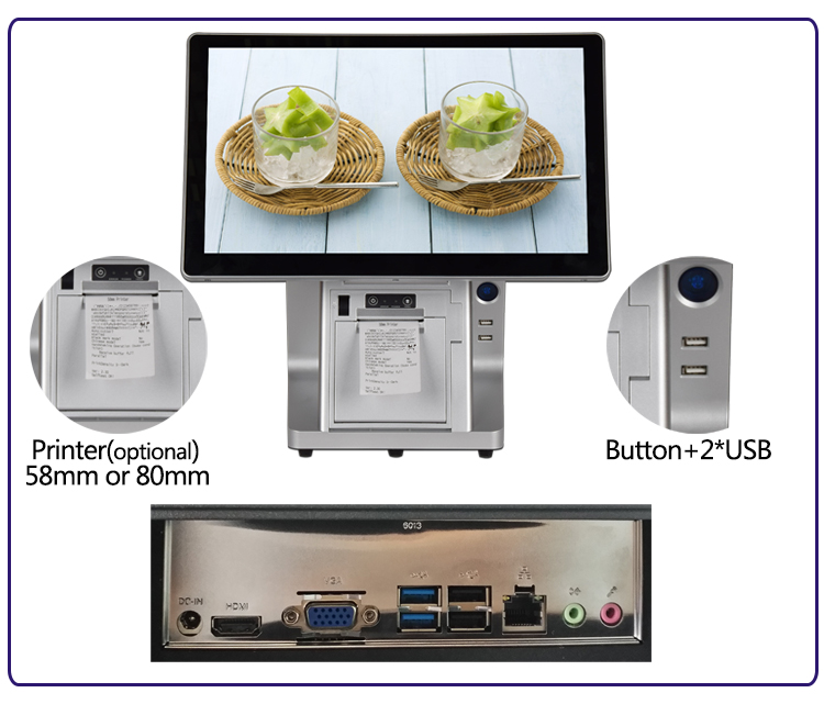 15.6 inch tablet pos with printer