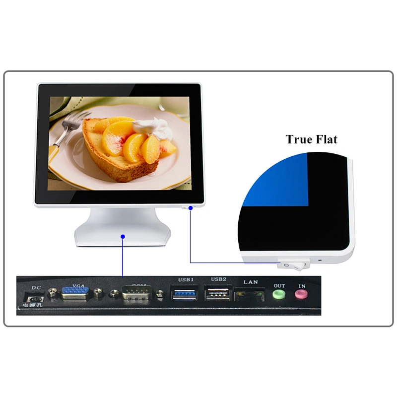 True Flat Dual Screen POS Terminal 15 Inch Touch Screen All In One POS System for Restaurant