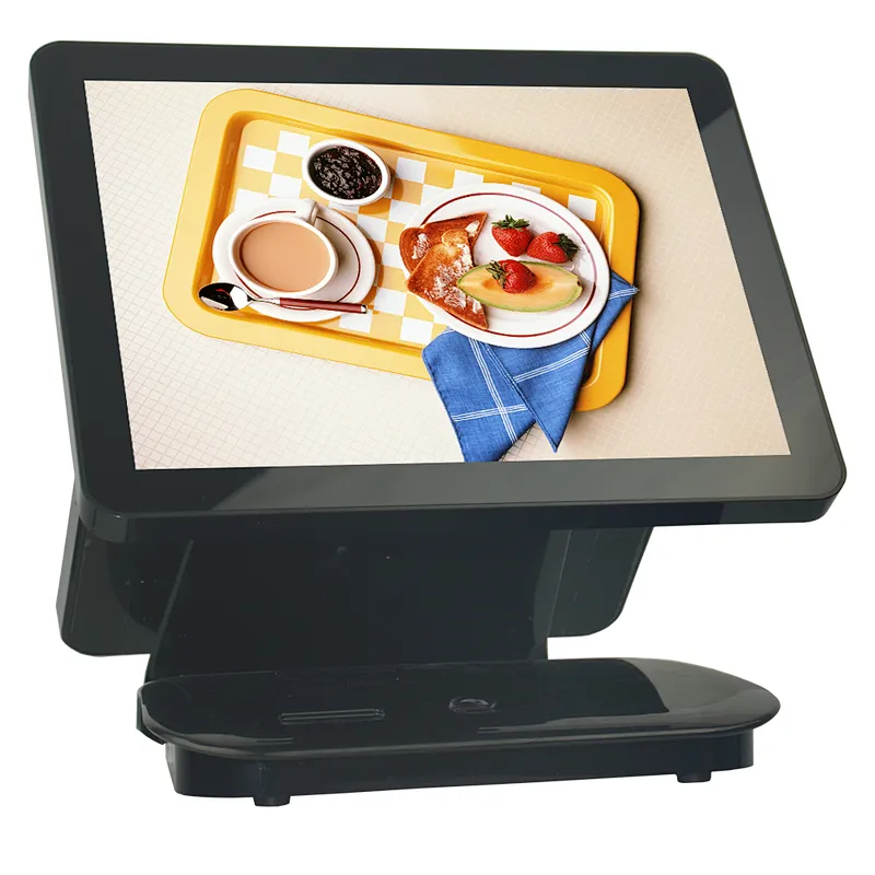 Low Cost Dual Monitor POS Terminal 15 Inch All In One Windows 10 Cash Register with Touch Panel