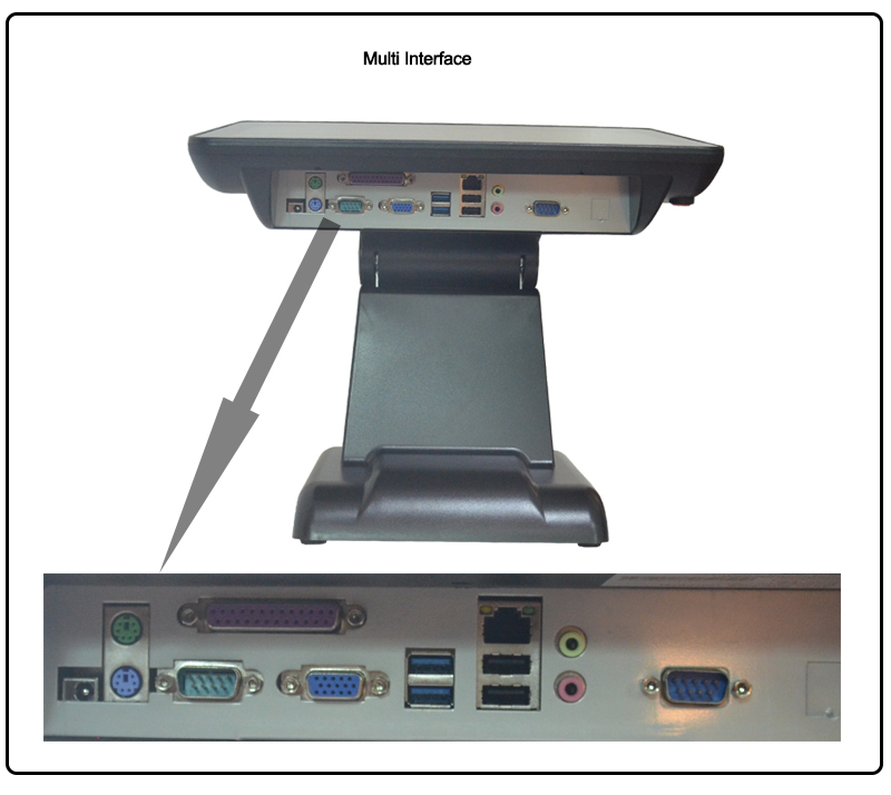 touch pos machine 15 inch with multi interface