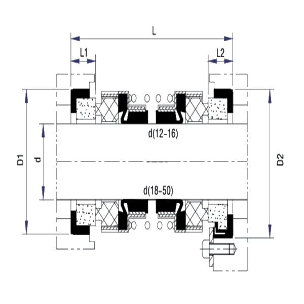 AS-E560D, elastomer bellow mechanical seal,with short delivery time, made in China，elastomer bellow mechanical seal，bellows mechanical seal，bellow type mechanical seal,mechanical seal,Chinese supplier，560，double seal，dual seal,double mechanical seal,dual mechanical seal