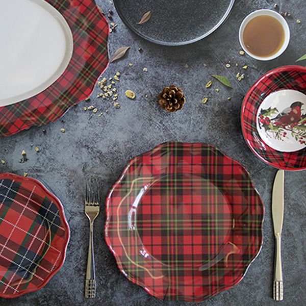 tartan melamine plates