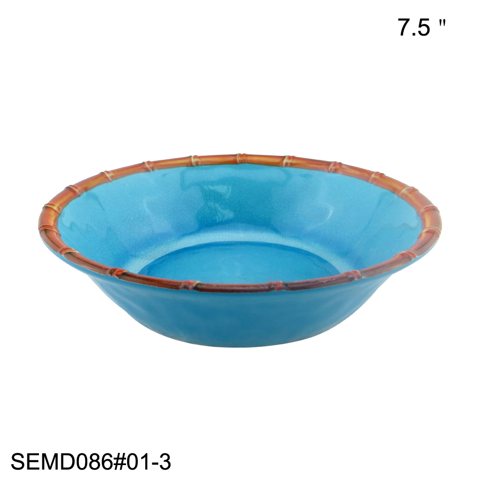 blue melamine bowls