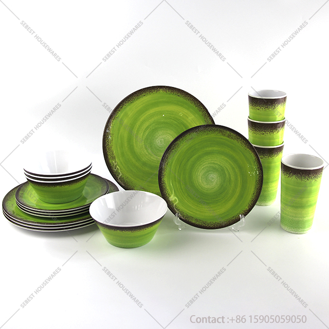 green melamine dinnerware