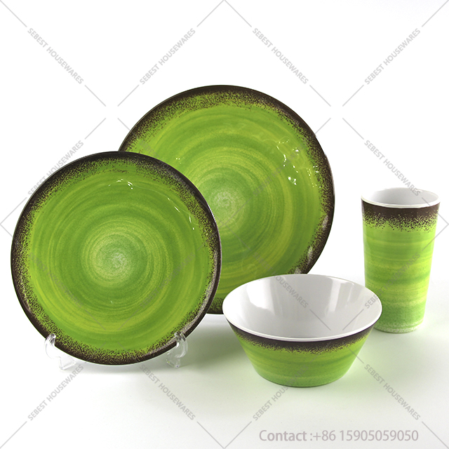 green melamine plates