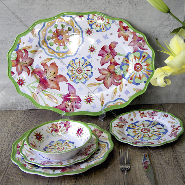 floral melamine plates