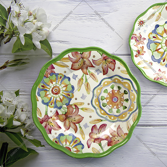 floral melamine plates