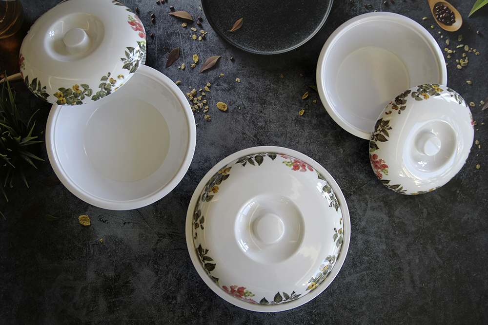 melamine serving bowl with lid