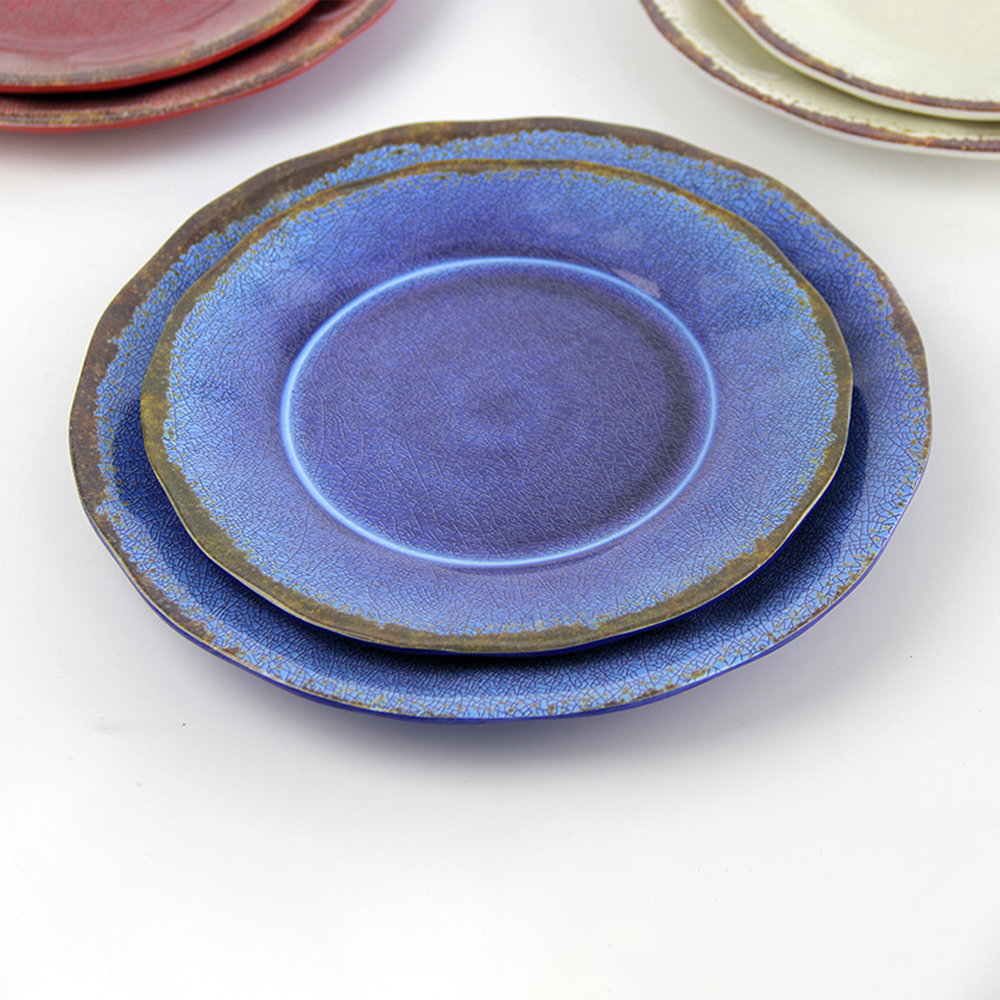 blue melamine plates