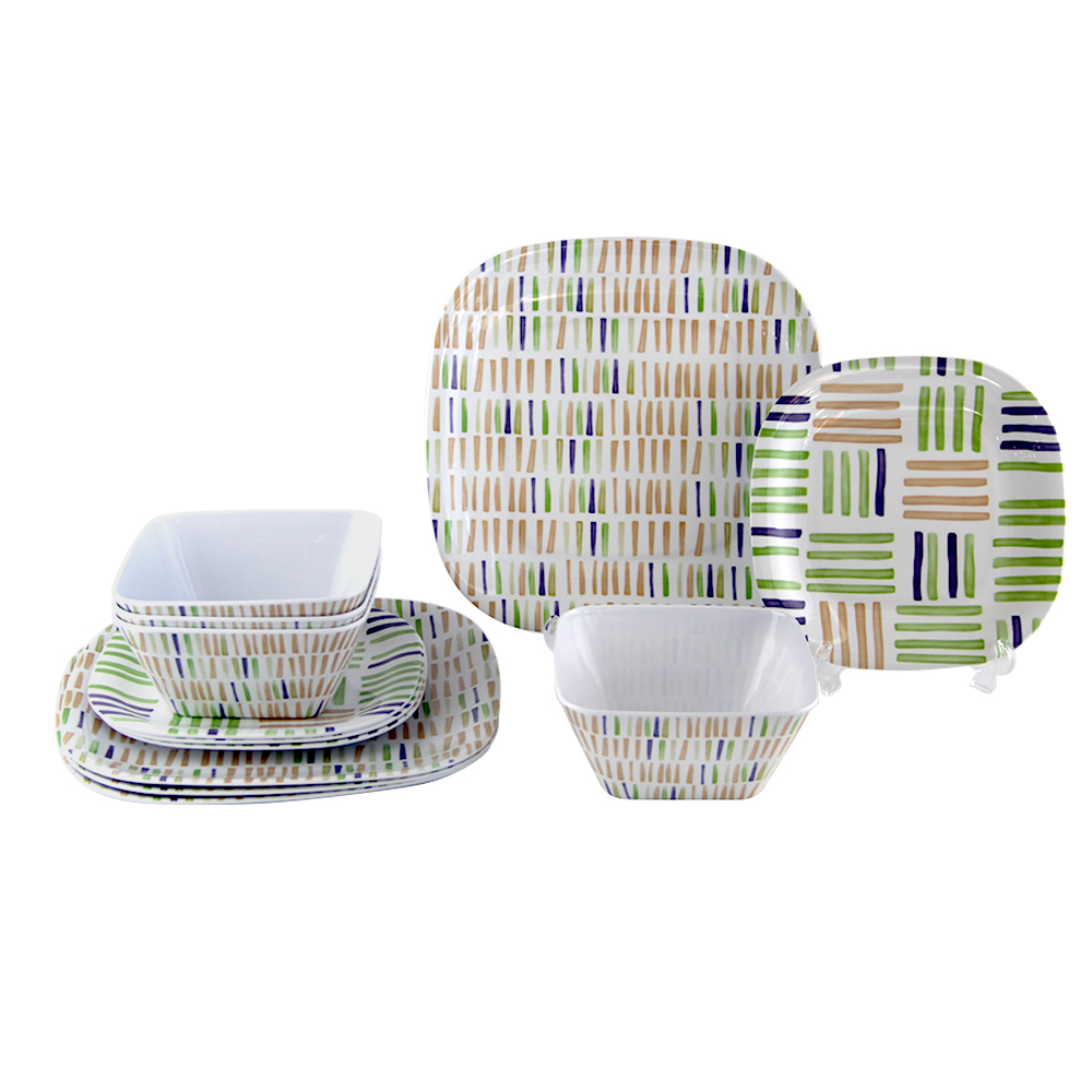melamine dinnerware sets for 12