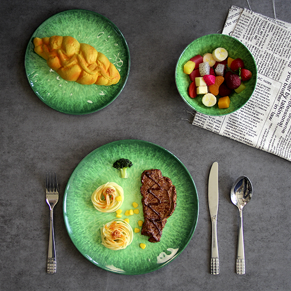 green melamine dinnerware