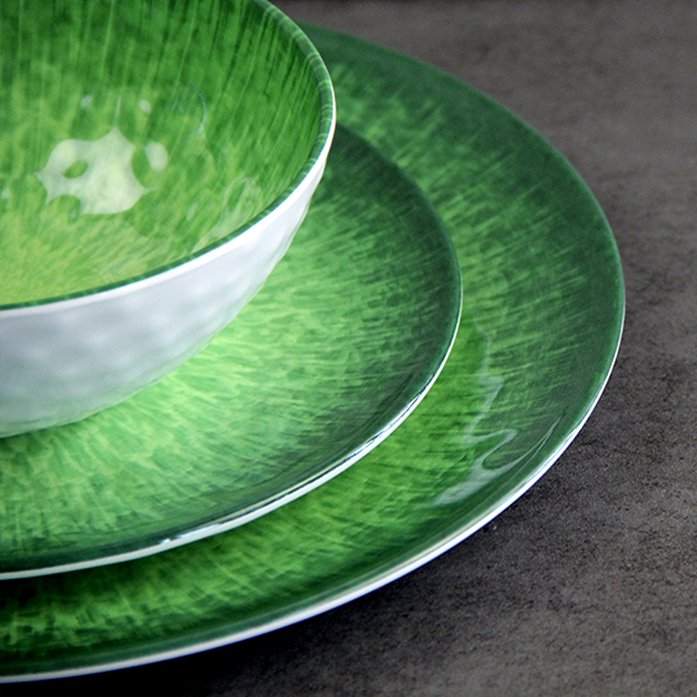 green melamine dinnerware