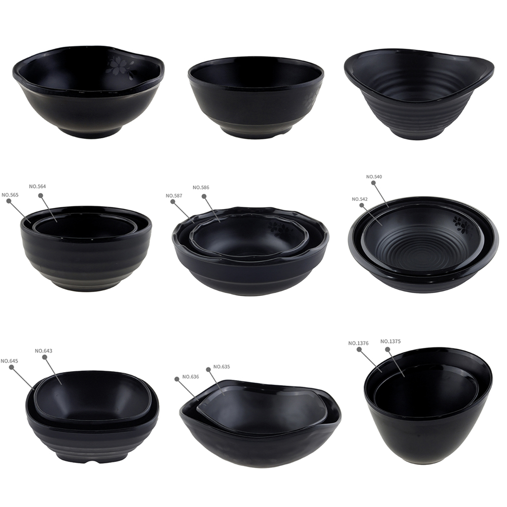 black melamine bowls