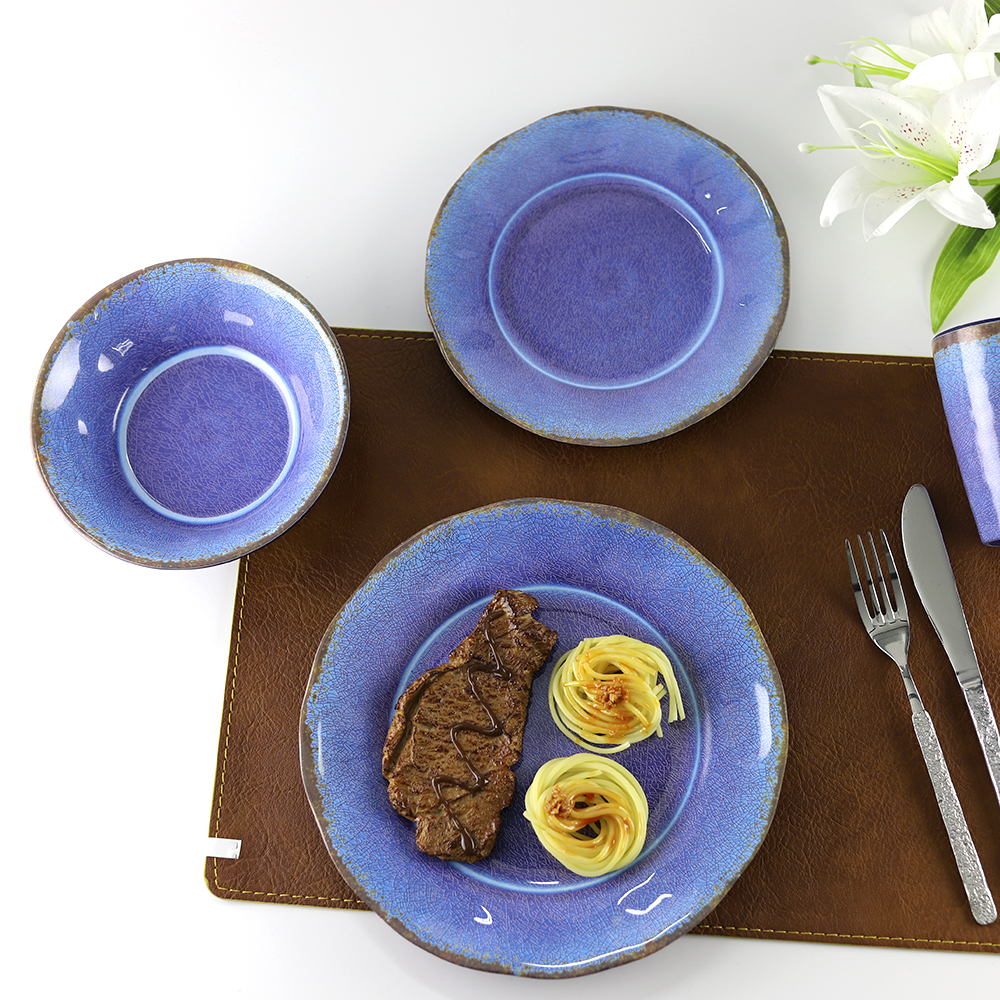melamine dinnerware set blue