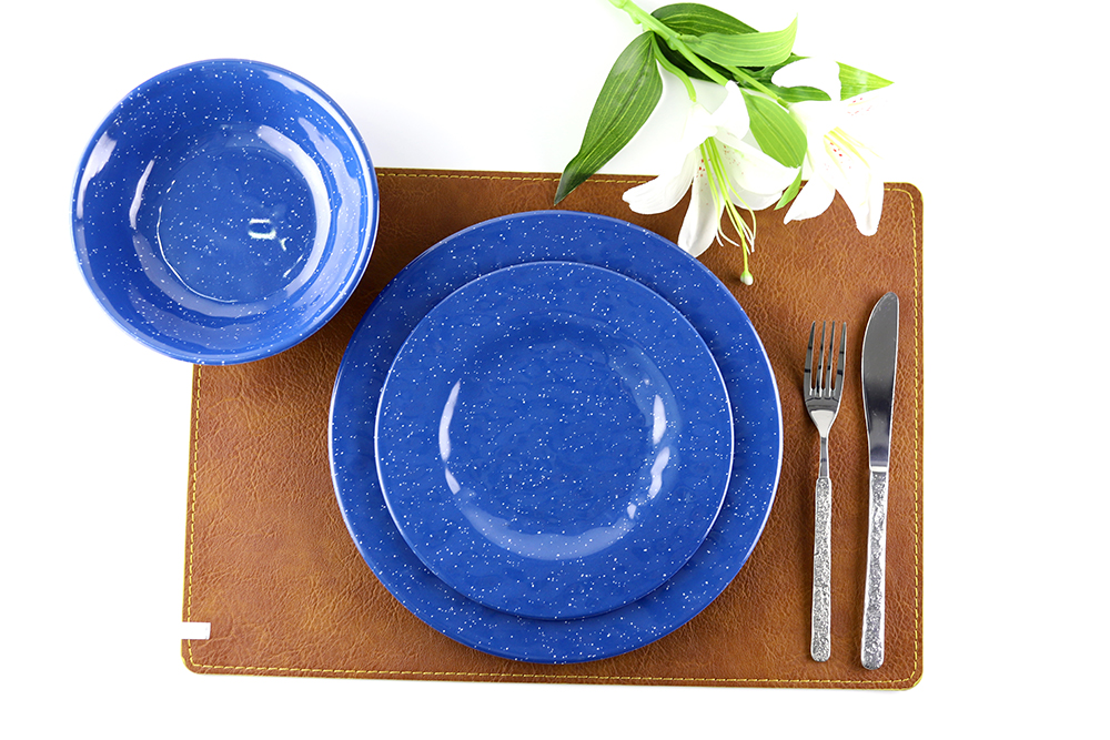 blue melamine plates