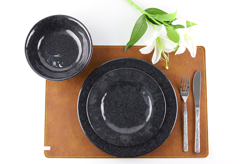 black melamine dinner set