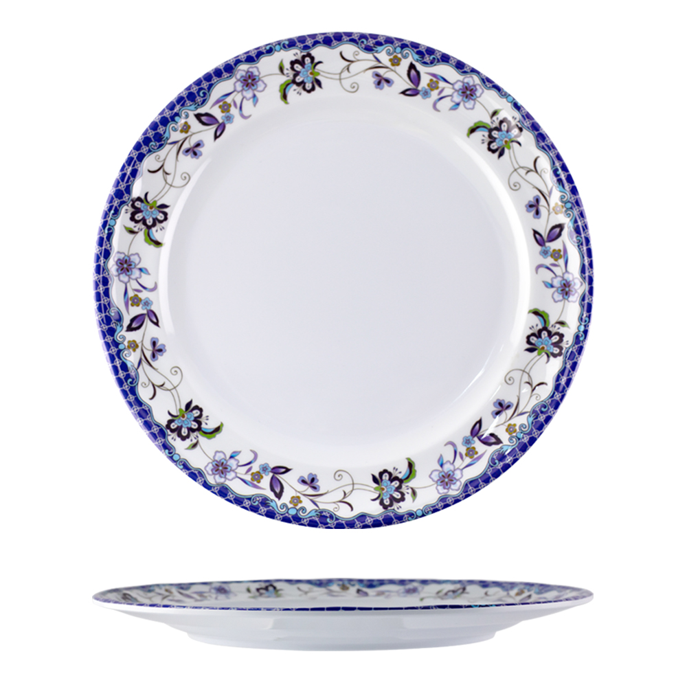 melamine plates blue and white