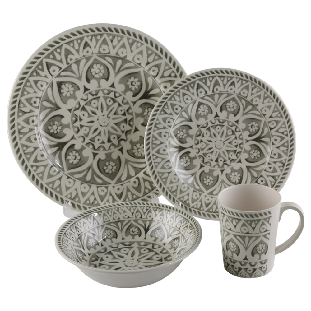 black and white melamine dinnerware