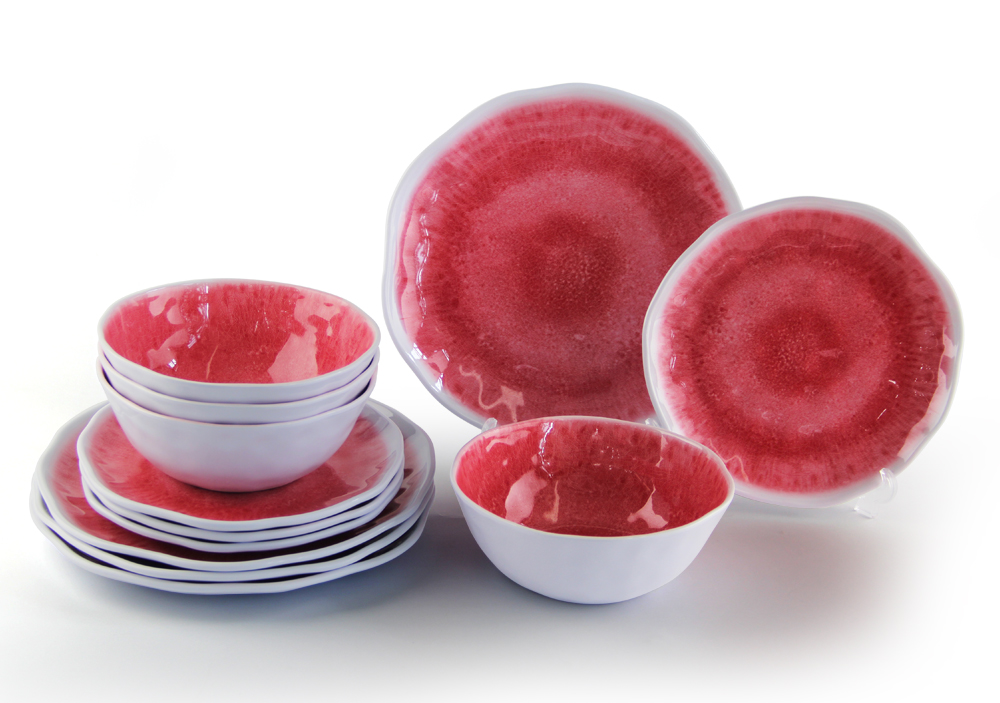 red melamine dinnerware