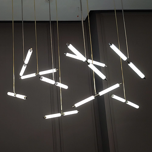 Modern luxury Bar Staircase Mall Art Gold Spherical Pendant Lights Living Room Restaurant Creative LED Sparkle line chandeliers