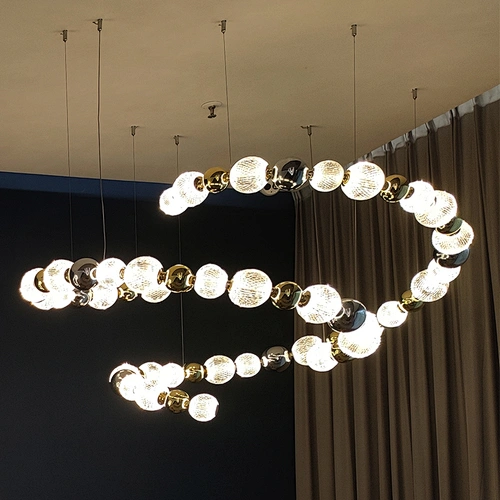 Hanging Lighting Crystal Bubble Ball Chandelier Villa Stair Crystal Chandelier LED lamp