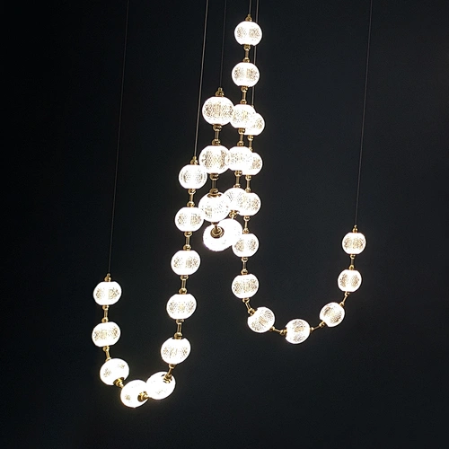 modern staircase lighting LED pendant lamp raindrop bubble crystal ball chandelier for hotel and home