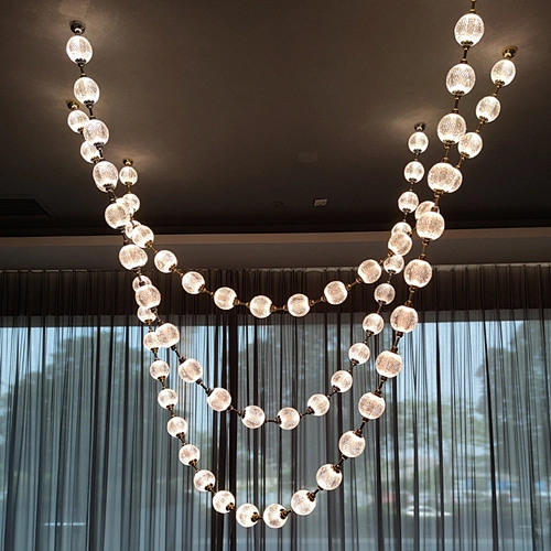 Modern Style Decoration Hotel Lobby Banquet Custom Project Golden Ball Led Chandelier Light