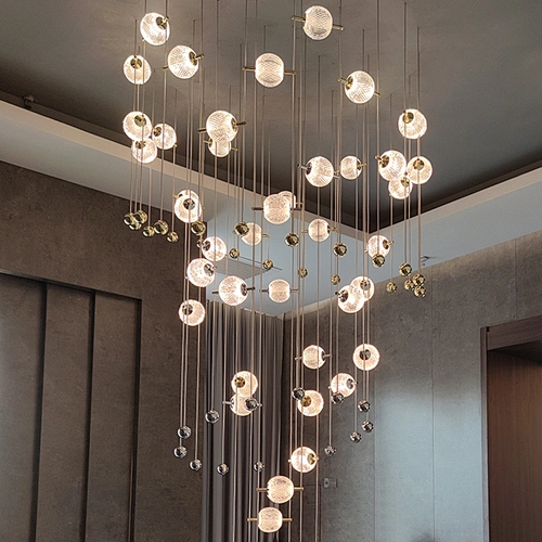 Luxury More 2022 Unique Design Indoor Decoration Lighting for Hotel Villa Crystal ball LED Chandelier Staircase Chandelier