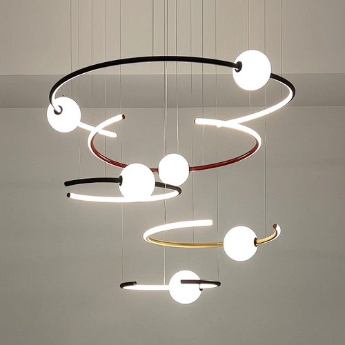 Decorative Black Bedroom Pendant Light Living Room Circle Ring Ceiling Luxury Modern Led chandelier