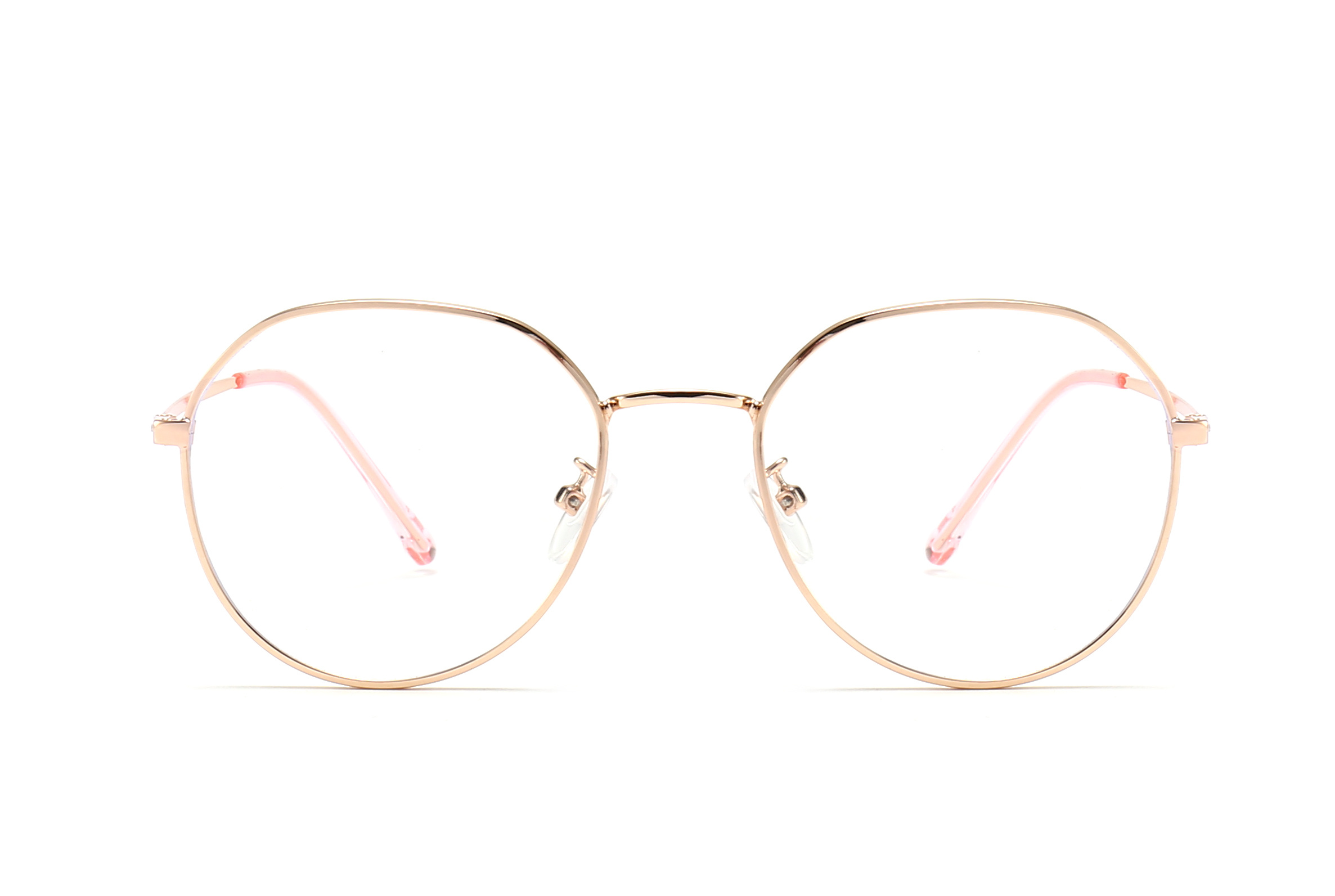 Rose Gold Metal Optical Glasses for Female Round Frame Clear Lenses