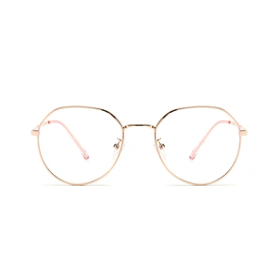 Rose Gold Metal Optical Glasses for Female Round Frame Clear Lenses