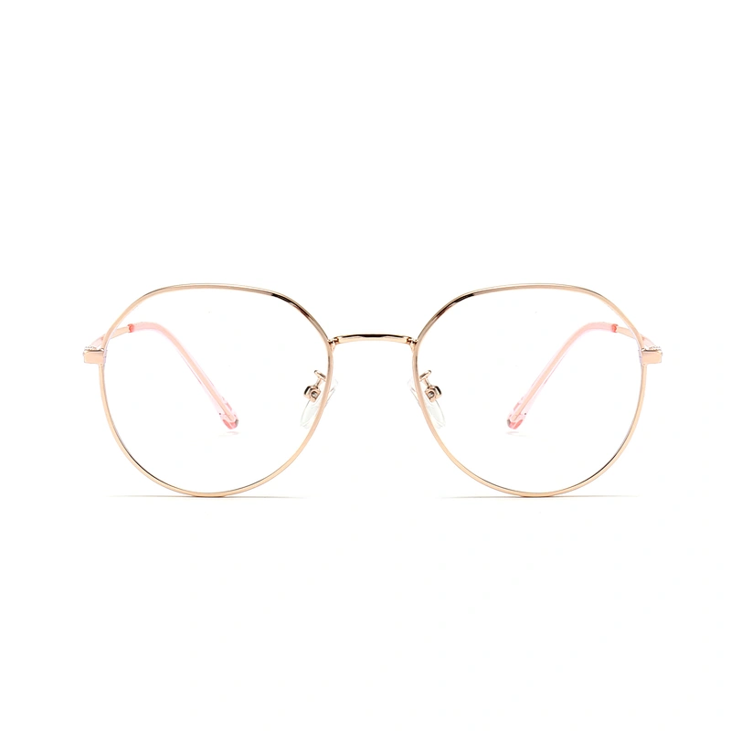 Rose Gold Metal Optical Glasses for Female Round Frame Clear Lenses