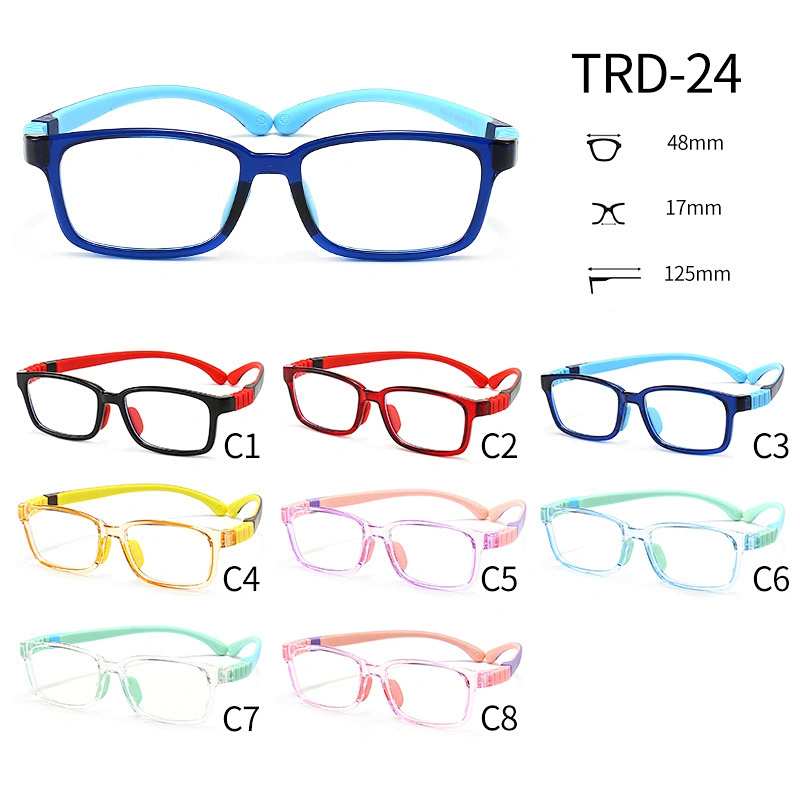 Rectangle Optical Glasses for Kids Removable Temples Bright Color for Computer